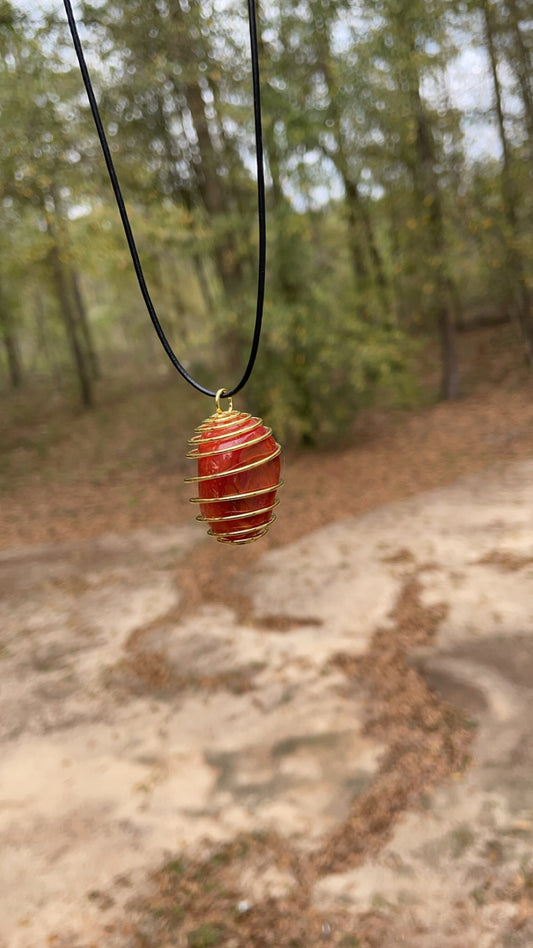 Carnelian Crystal Necklace